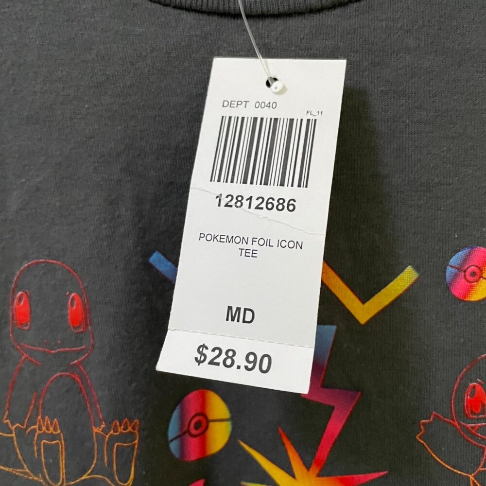 Box Lunch Women's Medium Pokemon Foil Icon Tee Shirt Charcoal Gray - Picture 3 of 5
